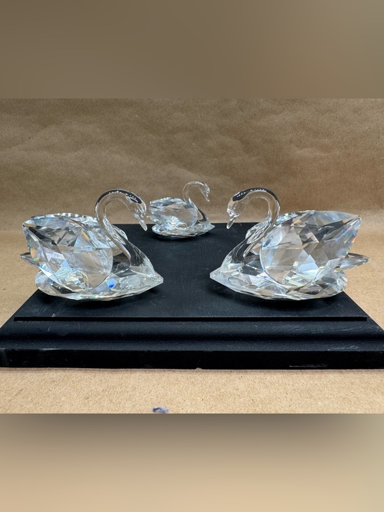 Swarovski Other - Swarovski Crystal Swan Figurines Clear Glass Set of Three